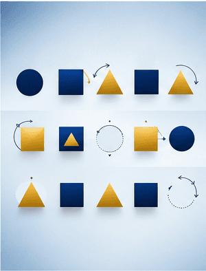 Abstrakte geometrische Formen in einer Mustersequenz auf einem klaren Hintergrund angeordnet